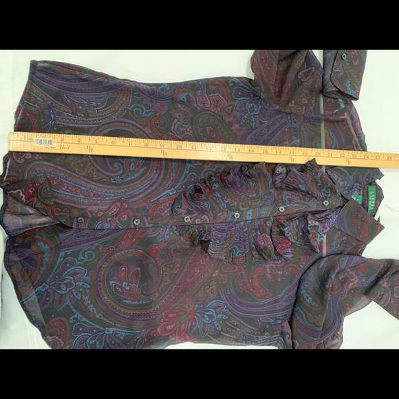 Lauren Ralph Lauren multicolor paisley blouse Sz S - Picture 4 of 9